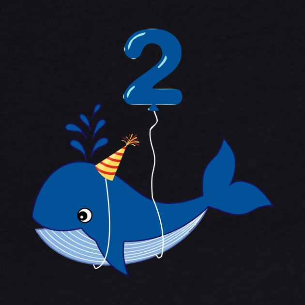 Kids 2nd Birthday Cute Whale Gift Shirt For 2 Year Old Boys by GillTee